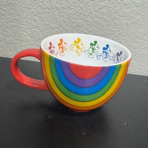 Disney Rainbow Collection Mickey Mouse Running Coffee Mug Cup 2022 Pride NWT - Picture 1 of 10